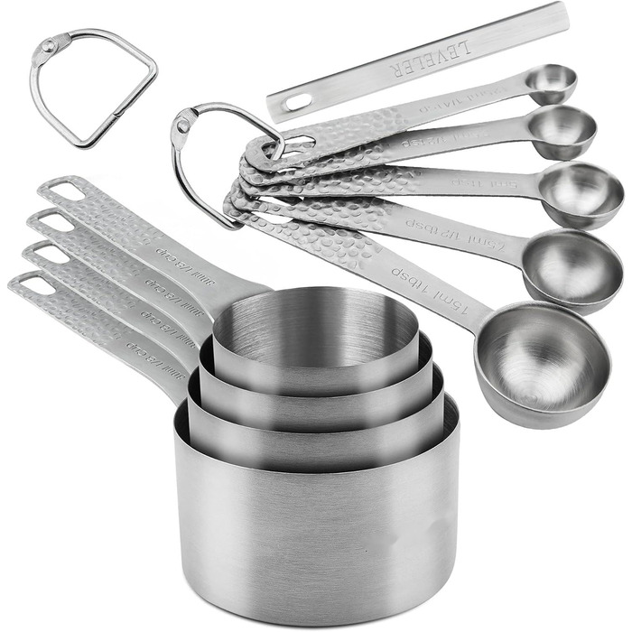 Smithcraft Measuring Cups and Spoons Set, 10-Piece Measuring Cup Set, 18/8 Stainless Steel Measuring Cups, Spoons & Leveler, Baking Measuring Cups, Kitchen Measuring Cups, Kitchen Gadgets for Cooking