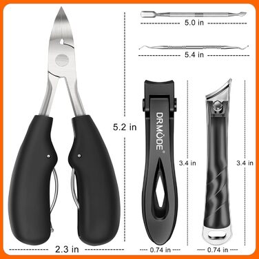 Професійний кусачка для нігтів DRMODE для товстих нігтів з довгим вигнутим важелем, для літніх людей, з широким отвором