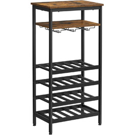VASAGLE Wine Rack for 20 Bottles, Wine Shelf, with Glass Holder, for Cellar, Kitchen, Dining Room, Industrial Style, 50 x 32 x 100 cm, Rustic Brown and Black LWR020B01