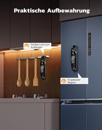 Термометр для м'яса Babacom з миттєвою індикацією та двома зондами, термометр для запікання з налаштуванням тривоги та калібруванням, термометр для гриля для кухні, духовки, цукру, рідин, BBQ, чорний