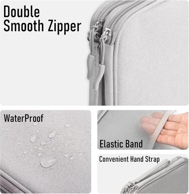 Організатор для аксесуарів Arae Elektronik: кабельна сумка, Travel Essentials, подвійний шар, для зарядних пристроїв, USB, SD картки (Синій, L) Сірий L