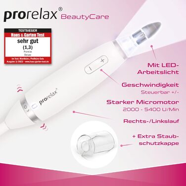 Набір для манікюру та педикюру Prorelax | Професійний догляд за руками та ногами вдома та в дорозі | 5 насадок з хірургічної сталі (Deluxe)