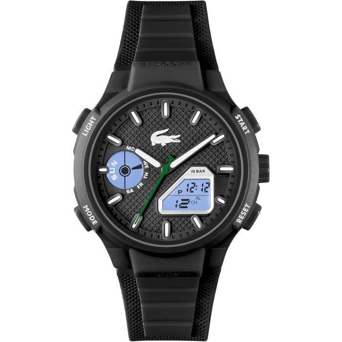 Чоловічий годинник Lacoste LC33 аналогово-цифровий кварцовий з силіконовим браслетом - унісекс, чорний