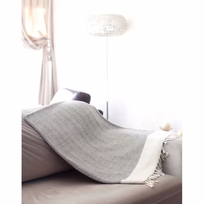 Smyrna Turkish 100% Cotton Herringbone Throw Blanket | Best Quality | Large 127x152cm Cozy Blanket | Made in Turkey | Machine Washable | Premium Luxury Bath Towel & Picnic Blanket - (152 x 205 cm, Beige)