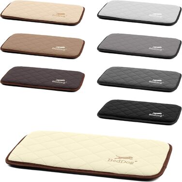 Килимок для собак BedDog® Nelly - м'який лежак для тварин, штучна шкіра, 90x60 см, пісочний/кремовий колір