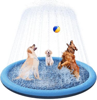 YAUNGEL Dog Pool, 170 cm, Inflatable Pool for Large & Small Dogs, 0.58mm Thickened Anti-Slip Mat, Foldable, Durable Splash Pad for Summer, Garden