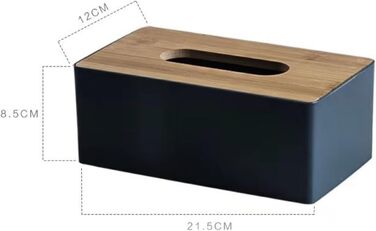 Tissue box with bamboo wood lid, rectangular tissue dispenser box, plastic tissue box for bathroom, car, office, 21.5 x 12 x 8.5 cm (Pink)