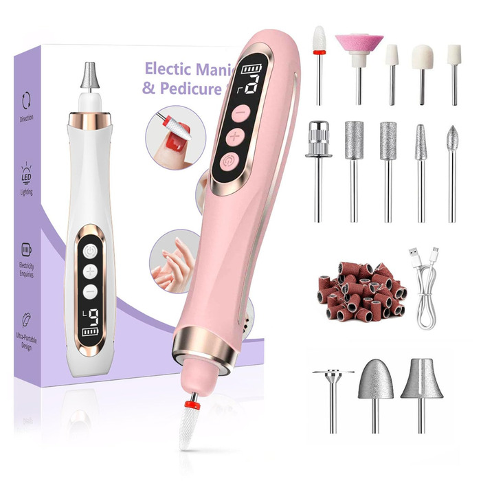 Електричний набір для манікюру та педикюру Nagelfräser 15 в 1, 20000 об/хв, рожевий