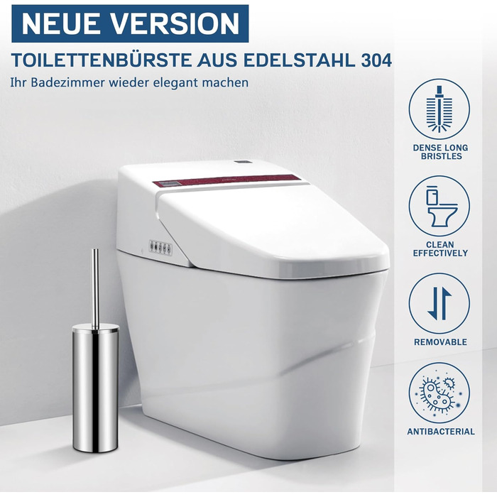 Набір для чищення унітазу FIISAYL з тримачем: щітка та підставка з нержавіючої сталі (сріблястий)