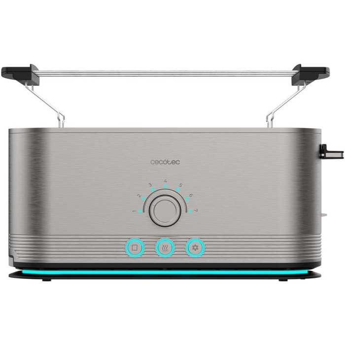 Тостер Cecotec Shine&Toast Extra з нержавіючої сталі, 1050W, 2 тости, широкі слоти 3,8 см, 7 рівнів підсмажування, світловий індикатор