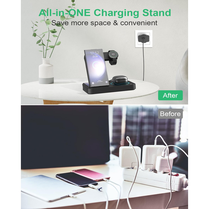 Бездротова зарядка 3-в-1 для Samsung Galaxy: годинники, смартфони, навушники