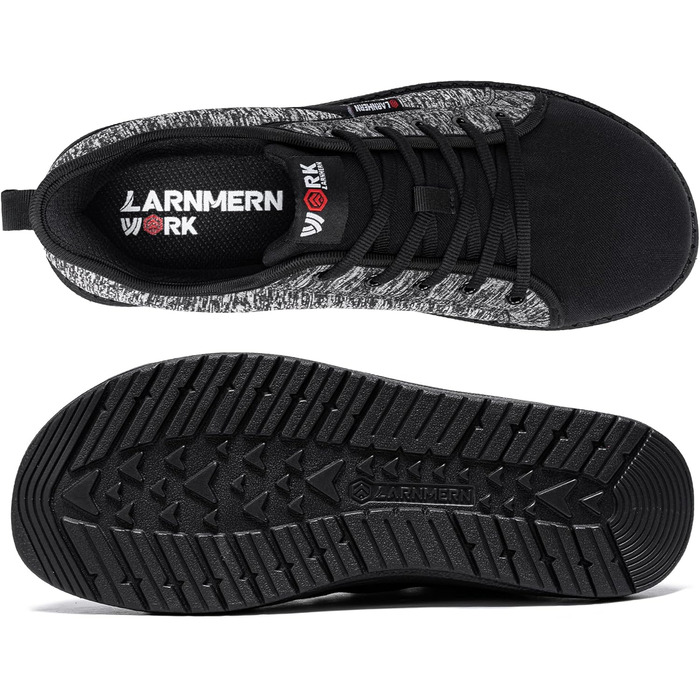 Черевики робочі чоловічі LARNMERN, захисні черевики з металевим носком, легкі, зручні, для скейтбордингу, амортизація, сірі, чорні, 42.5 EU