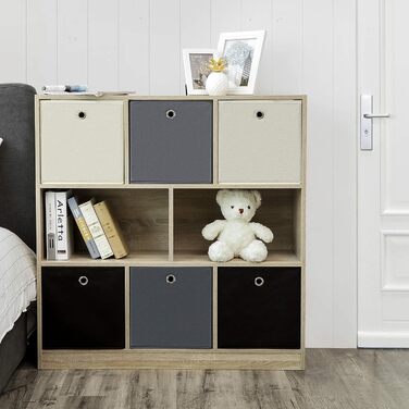 SONGMICS Storage Box, 6 Pack, Folding Box, Foldable Organizer, with Finger Hole, 30 x 30 x 30 cm, RFB02H-3 (Grey+ Black+ Beige)