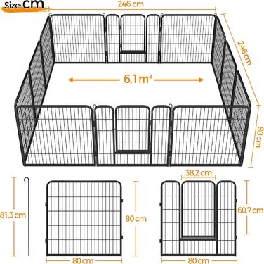Клітка для цуценят Yaheetech 12-ти кутова, 80 см, вольєр для собак, переносне огородження