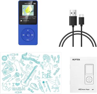 MP3-плеєр AGPTEK 32GB зі спікером, 70 годин роботи від акумулятора, 1.8