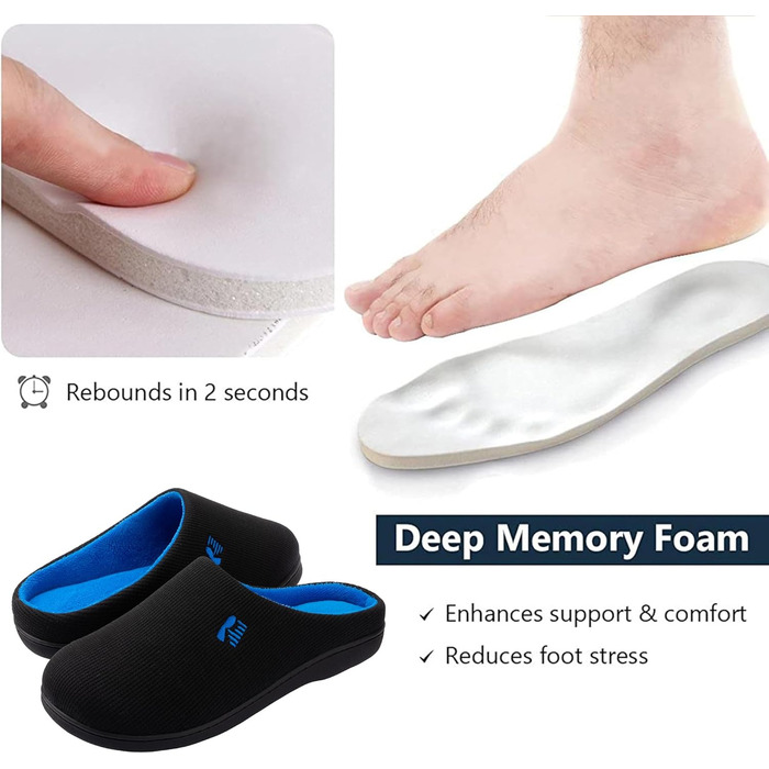 Чоловічі халапи RockDove Original з двокольоровою підошвою з Memory Foam (43.5 EU, Чорний та Сапфірово-синій)