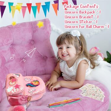 Рюкзак Єдиноріг для дівчинки, дитячий рюкзак з паєтками, персоналізований рюкзак Каваї для школи, рюкзак у дитячий сад/школу, подарунок на день народження/Новий рік, рожевий, 33 см