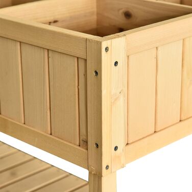 Outsunny Planting Table Raised Garden Bed Planting Table Flower Box Seedling Table 8 Compartments with Drainage, Shelf, Fir Solid Wood Natural Wood 110 x 46 x 76 cm | Aosom