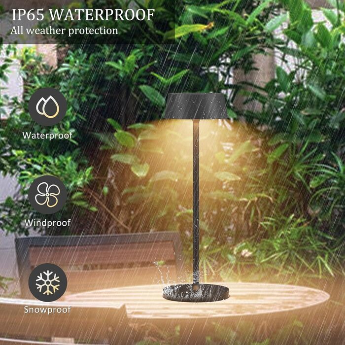 Акумуляторна LED настільна лампа Klighten з димером, сенсорна, металева (алюміній), IP54, тепле світло 3000K, антрацит