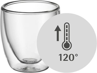 WMF Culture Double-Walled Espresso Cups Glass Set, 6-Piece, Double-Walled Glasses 80ml, Floating Effect, Thermoglass, Heat-Resistant Espresso Glass