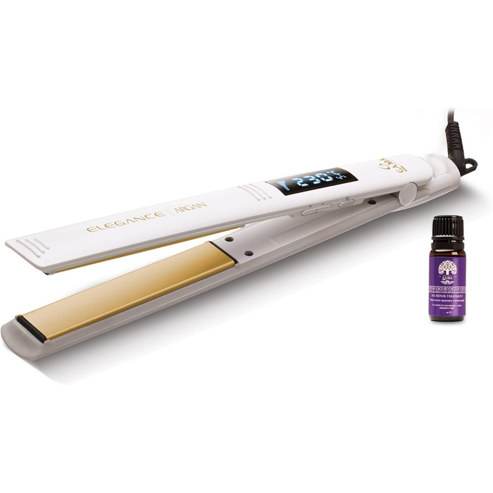 Професійний випрямляч для волосся Gama Italy Elegance Argan з олією аргана, 150-230°C, білий