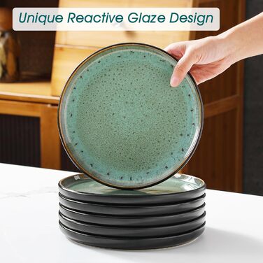 Набір посуду на 6 осіб vancasso AMBER, 18 предметів, ручної роботи, з реактивною глазур'ю, смарагдово-зелений