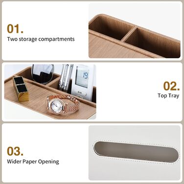 KINGFOM Склянка для серветок з 2 відсіками, з PU шкіри, для дому, офісу, ванної кімнати (Бежева)