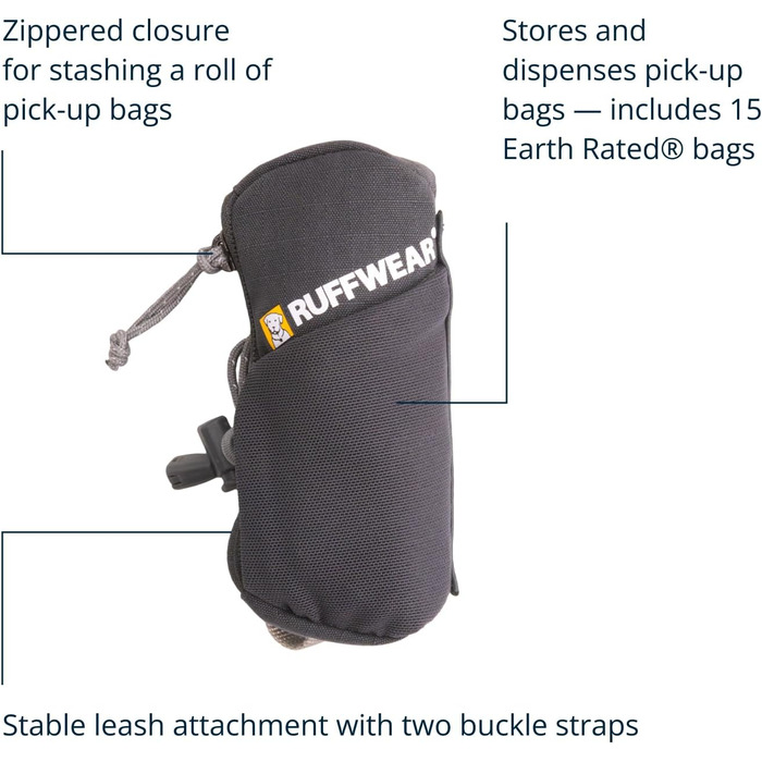 RUFFWEAR Stash Pouch Mini: компактний диспенсер для збору відходів собак, сірий Базальт, 12 x 5.7 см