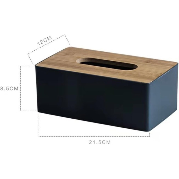 Tissue box with bamboo wood lid, rectangular tissue dispenser box, plastic tissue box for bathroom, car, office, 21.5 x 12 x 8.5 cm (Pink)