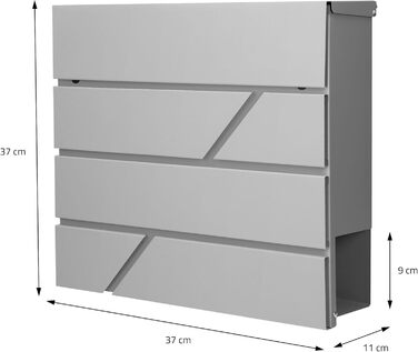 Поштовий ящик ECD Germany з газетницею, нержавіюча сталь, світло-сірий, 37x11x37 см, з 2 ключами, монтажний комплект, сучасний дизайн