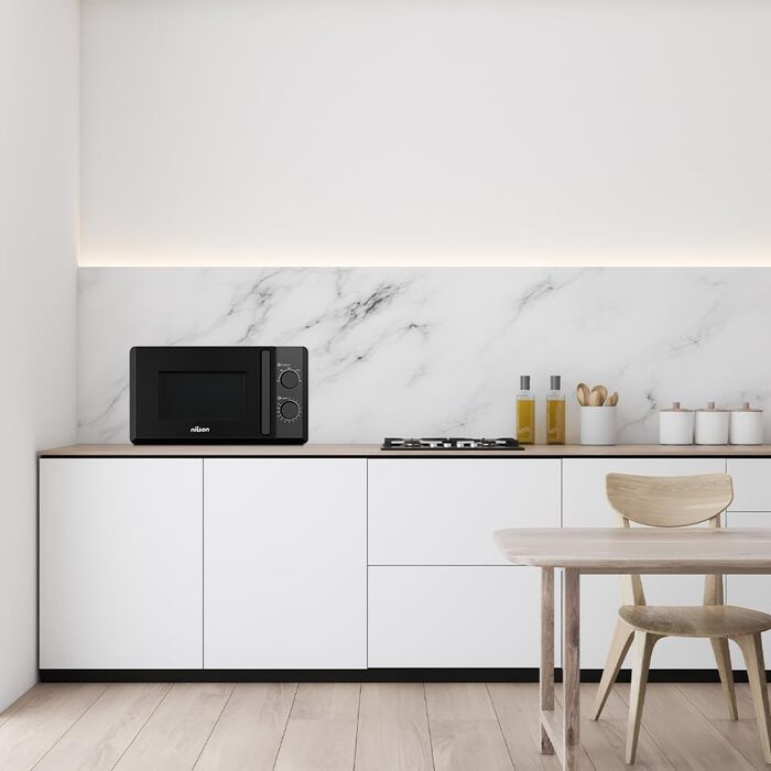 Мікрохвильова піч Nilson 20 літрів, чорний кришталь, NMW2700N, 700W, 5 програм, функція розморожування