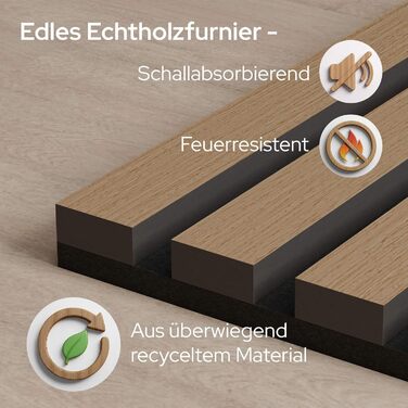 Акустичні панелі Arebos 120x60 см, настінна ламельна панель під дерево для стін та стелі, шумопоглищаючі панелі для покращення акустики приміщення, дуб (набір 2 шт.)