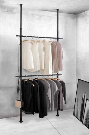 WENKO Telescopic Wardrobe System Hercules Basic Black
