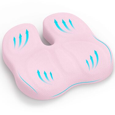 Ортопедична подушка для сидіння Juspota: комфортне крісло для офісу, автомобіля, зниження болю в куприку, рожевий колір