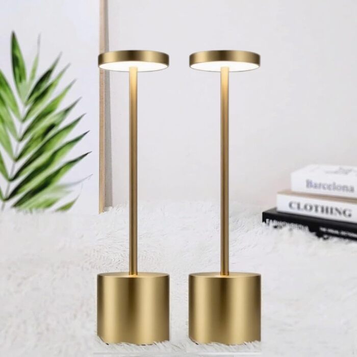 LED акумуляторна настільна лампа бездротова, 5000mAh, USB-зарядка, диммування, 3 режими кольору, для дому та відпочинку (2 бронза)