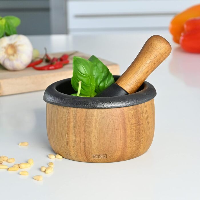 Набір для розмелювання AdHoc MO20 Mörser CRUSH, 2 частини: ступка та пестик, чавун/дерево