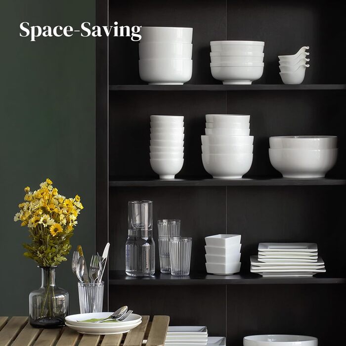 Набір супових тарілок DOWAN (4 шт.) 650 мл, 1100 мл, білі керамічні тарілки для кухні, супові та паста