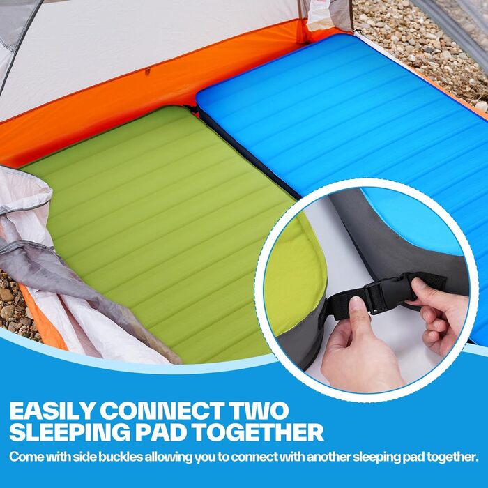 Sportneer Self-Inflating Camping Mat - 198x76cm Outdoor Sleeping Pad - 10cm Thick Air Mattress for Tent, Overnight Stays, Sunbathing, Relaxation, and Picnics