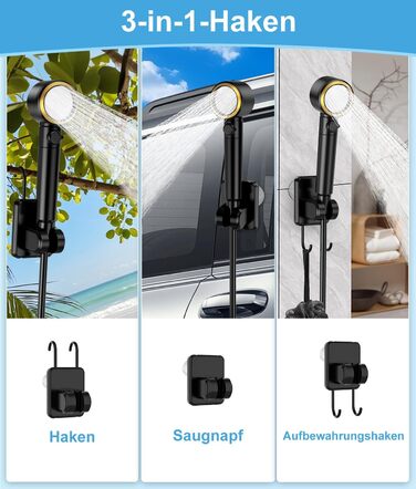 WADEO Portable Camping Shower with Battery and Pump, Camping Shower with Rechargeable 6000/8000mAh Battery, Mobile Showers Outdoor Showers with Showerhead and Hose, for Camping, Travel, Garden, Car Washing (Silver, 8000mAh battery)