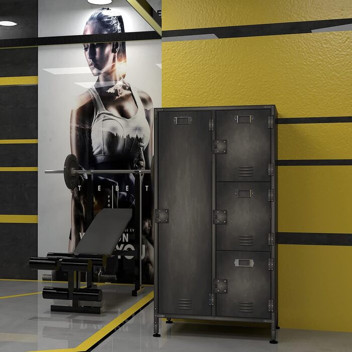 Metal Locker with Lockable Doors, Industrial Steel Cabinet for School, Home, Office, Garage, H140*W38*D46 cm (4 Doors)