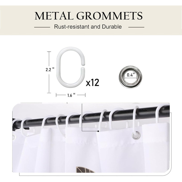 Штора для душу 180x180 см з квітами, антигрибкова, водонепроникна, швидковисихаюча, поліестер, з 12 кільцями