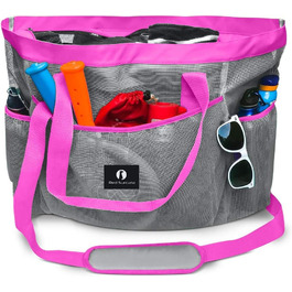 Red Suricata Large Mesh Beach Bag - Beach Bags and Shopping Bags (Gray/Pink)