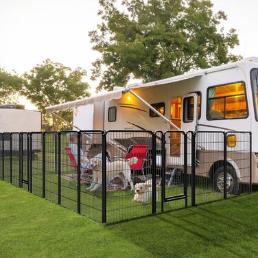 Вольєр для цуценят Yaheetech, 120 см, 16 частин, автоматичне замикання, чорний, для квартири та саду