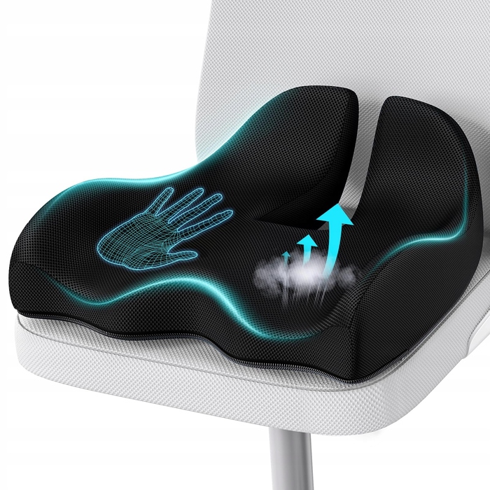 Ортопедична подушка для сидіння з ефектом пам'яті (Memory Foam), профільна, велика