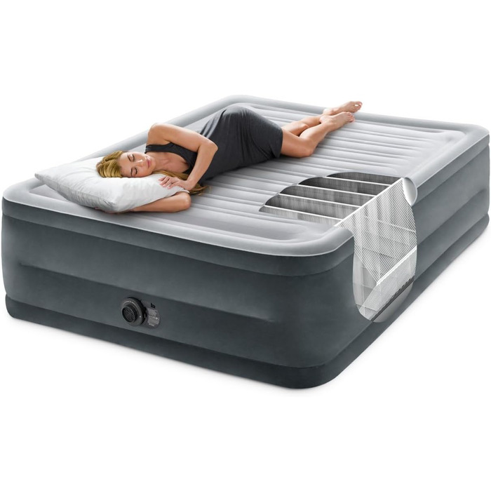 Надувний матрац Intex Queen Comfort-Plush Fiber-Tech RP 152x203x56 см (64418ND) - двоспальний, флокований