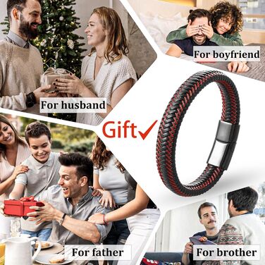 Чоловічий шкіряний браслет Armand, 21 см. Чорний, зелений, червоний, білий. Шкіряний браслет для чоловіків Armand, подарунок на День батька, аксесуар для чоловіків, подарунок для тата (C2)