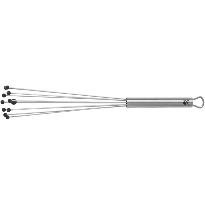 Змішувач WMF Profi Plus Rührblitz з силіконовими кульками, Cromargan нержавіюча сталь матова, термостійкий силікон до 200°C, вінчик для збивання, з отвором для підвішування