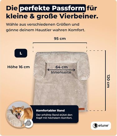 Диванчик для собак Belune Hundecouch Deluxe - миючий, бежевий, L (120x95 см)