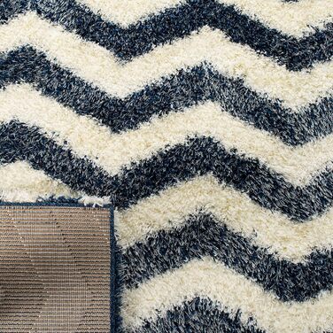 SAFAVIEH Килим Zottelig для вітальні, їдальні, спальні - колекція Montreal Shag, високий ворс, слонова кістка та сірий, 122 x 183 см (160 x 229 см, прямокутний), слонова кістка / блакитний