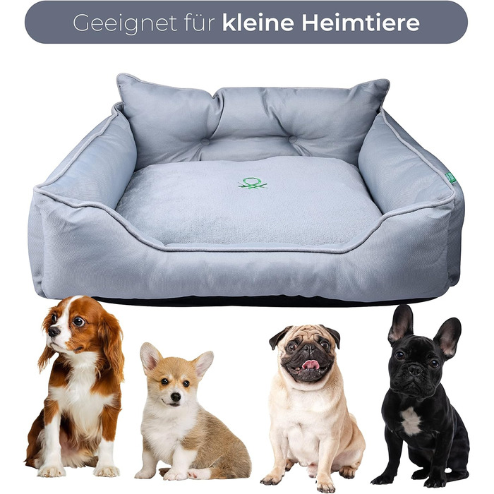 UNITED COLORS OF BENETTON. Pets - Dog and Cat Bed, Ergonomic Bed for Small Dogs, Made of Polyester, Machine Washable, Fluffy, in Grey, Size S, 50x40x18 cm